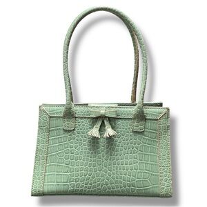 LIZ CLAIBORNE Faux Reptile Embossed Turquoise Handbag